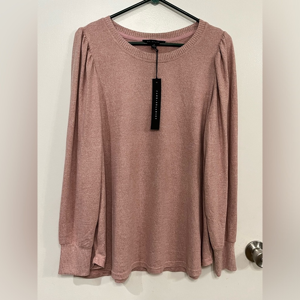 Jane and Delancey Rose-Pink Lighweight Sweater, size 1X, new!